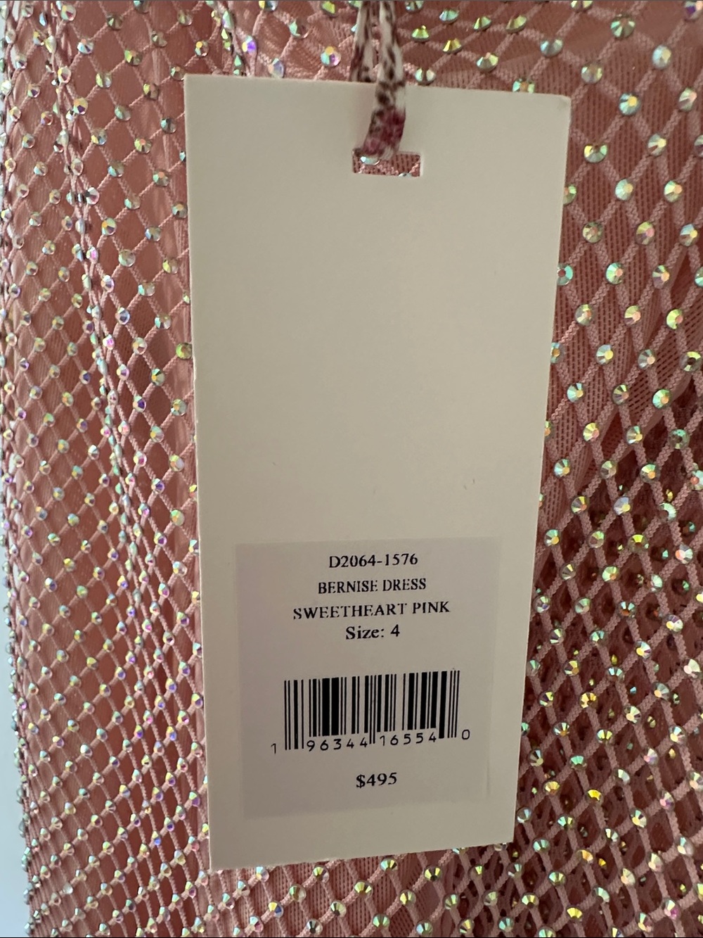 LoveShackFancy Pink Rhinestone Mesh Slip - Picture 4 of 4